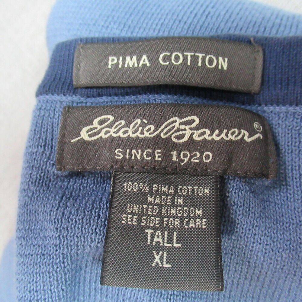 Eddie Bauer Sweater Mens XL Tall Blue Knit Pullover 100% Pima Cotton UK Casual - Picture 2 of 8
